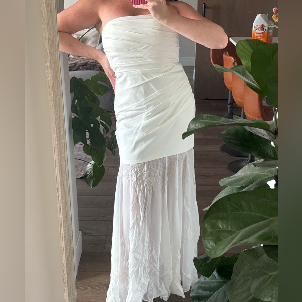 Shona Joy Lunar Strapless Draped Maxi Dress